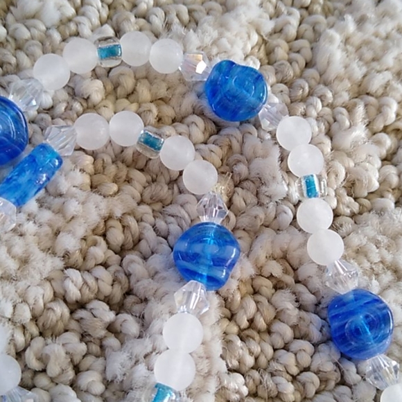 Handmade Gemstone Necklace/Choker Set Blue - Picture 3 of 5